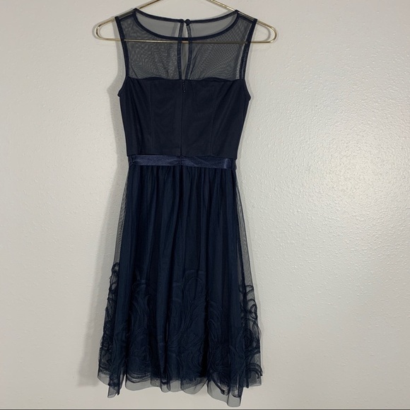 Eliza J Sleeveless Illusion Neckline Embroidery Dress - Picture 4 of 7